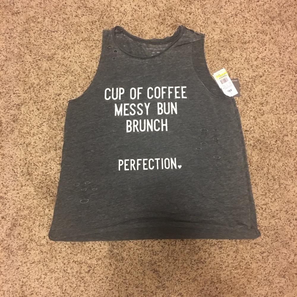 NWT distressed grey novelty tank XXL